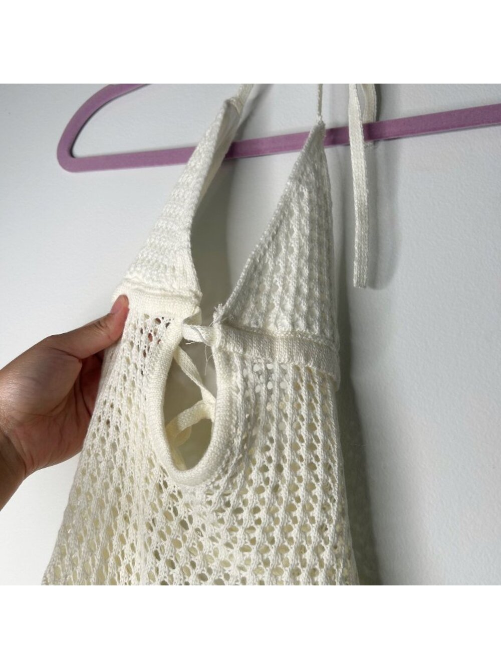 Outcast Clothing Jewel White Crochet Halter Mini Dress Women's Small S